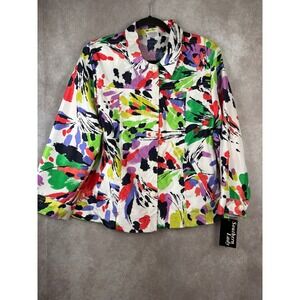 NWT VTG Southern Lady Jacket Womens Large Multicolor Abstract Paint Splatter